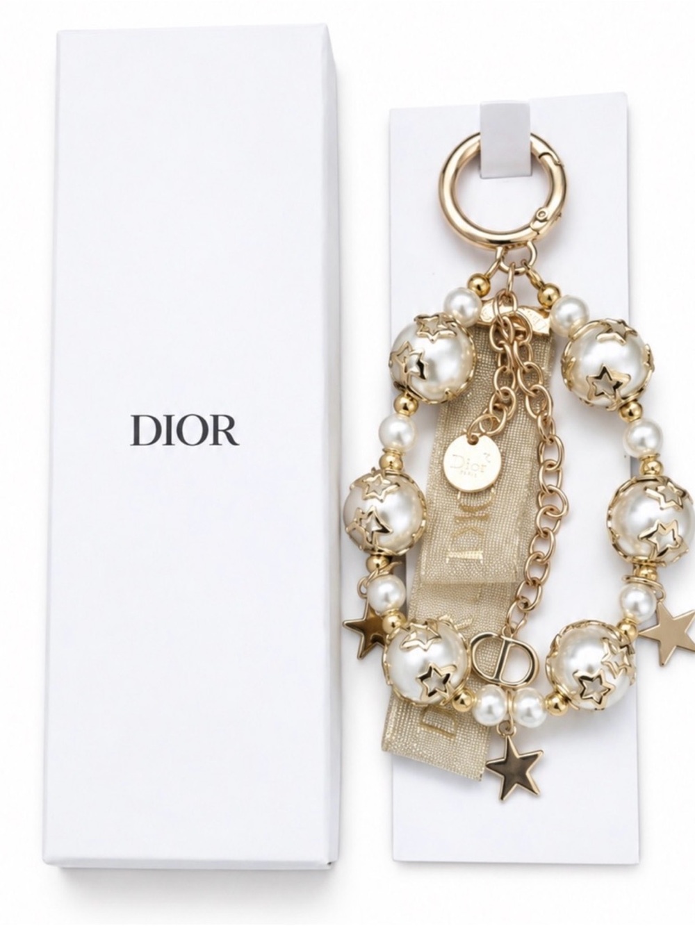 Gold and Pearl Star Charm Key Holder